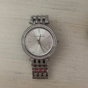 Silver Michael Kors watch, classic minimalist elegant